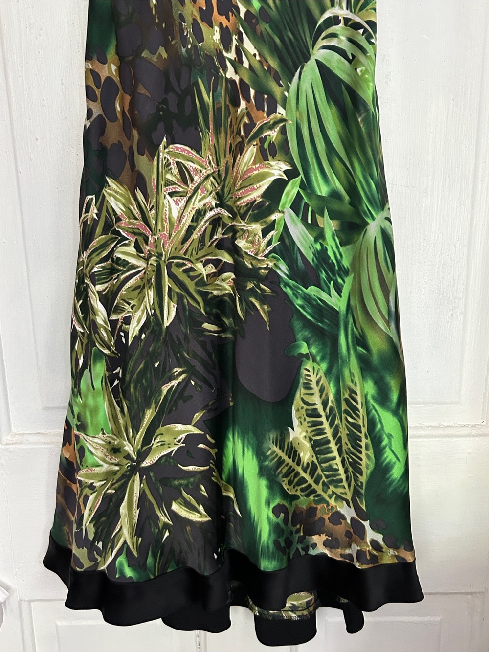Cache Green Silk Tropical Print Halter Dress Vintage New /o Tags - Picture 5 of 10